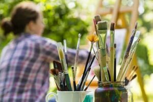 A person in an art therapy program