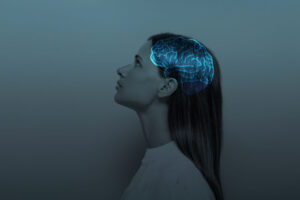 Diagram of woman to represent how trauma affects the brain