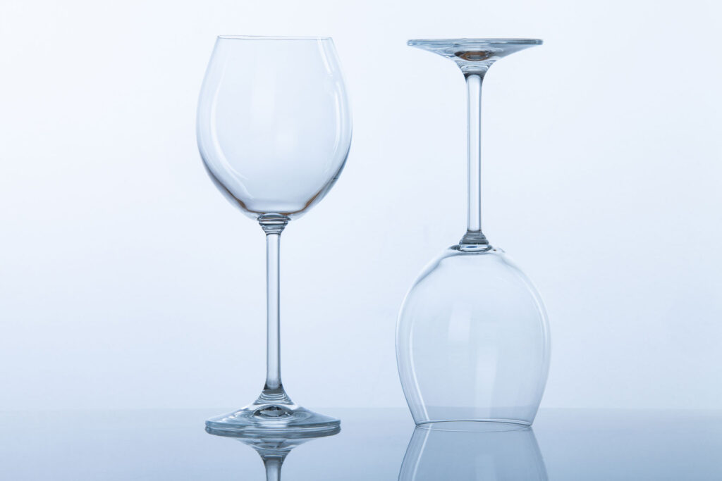 two empty wine glasses
