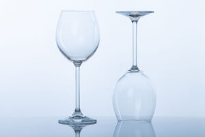 two empty wine glasses